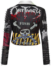Gothic Clubwear Biker Jacket – Custom Metallica & Punk Rock Patches, Steampunk Studded Leather, Spiked Moto Fit